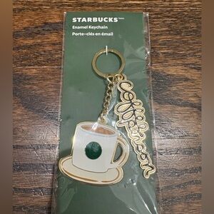Starbucks Green and Gold Coffee Cup Keychain